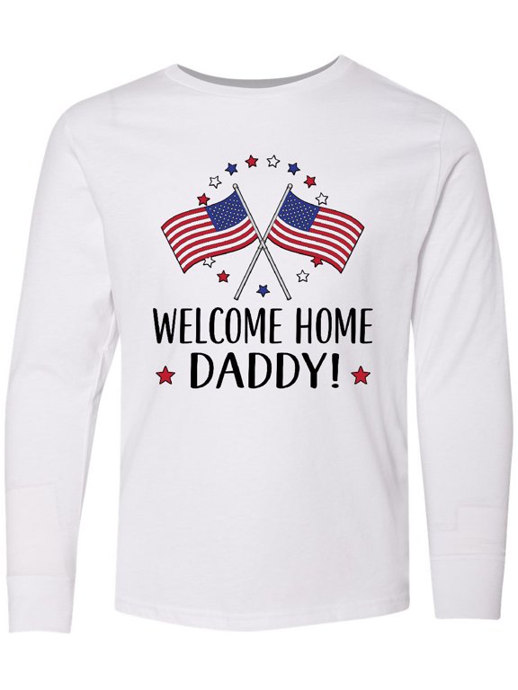 Military Homecoming Welcome Home Daddy Long Sleeve Youth T-Shirt