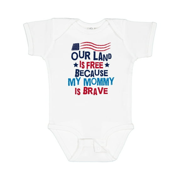 Inktastic Military Land is Free Mommy is Brave Boys or Girls Baby Bodysuit