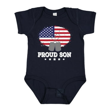 Inktastic Military Proud Son US Flag Boys or Girls Baby Bodysuit