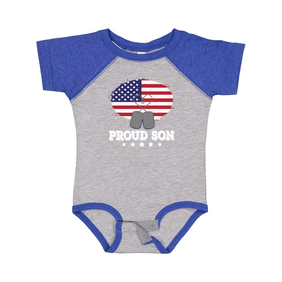 Inktastic Military Proud Son US Flag Boys or Girls Baby Bodysuit
