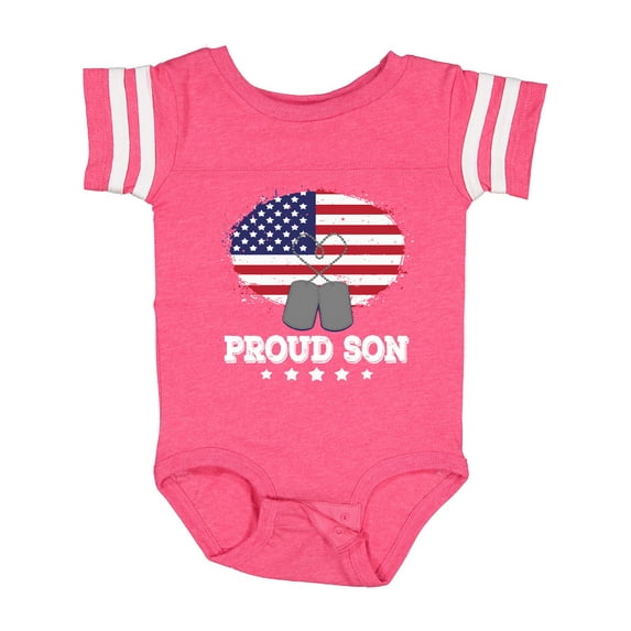 Inktastic Military Proud Son US Flag Boys or Girls Baby Bodysuit