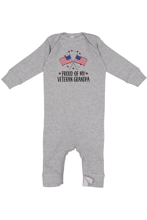 Military Proud of Veteran Grandpa Baby Romper Coveralls