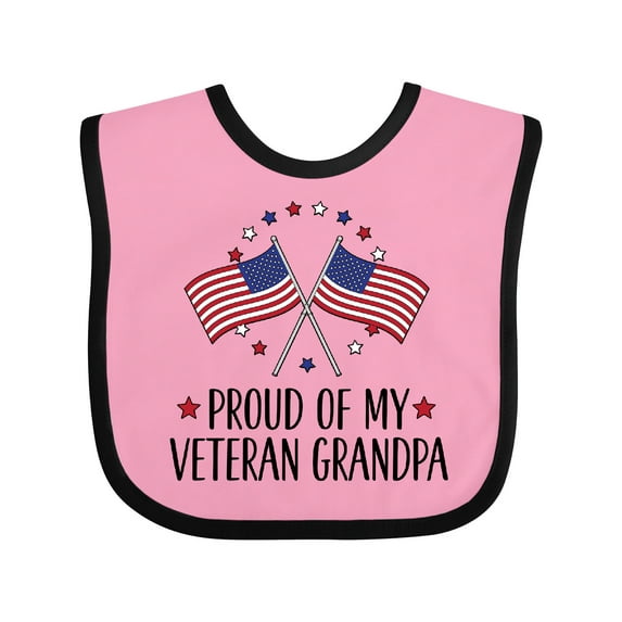 Inktastic Military Proud of Veteran Grandpa Boys or Girls Baby Bib