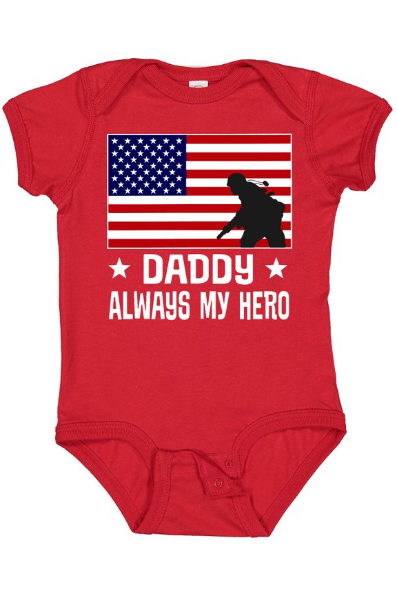 Military Soldier Daddy Always My Hero Boys or Girls Baby Bodysuit