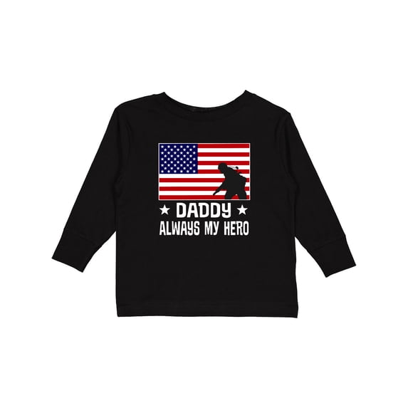 Inktastic Military Soldier Daddy Always My Hero Boys or Girls Long Sleeve Toddler T-Shirt