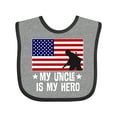thumbnail image 1 of Inktastic Military Uncle is My Hero Us Flag Boys or Girls Baby Bib, 1 of 4