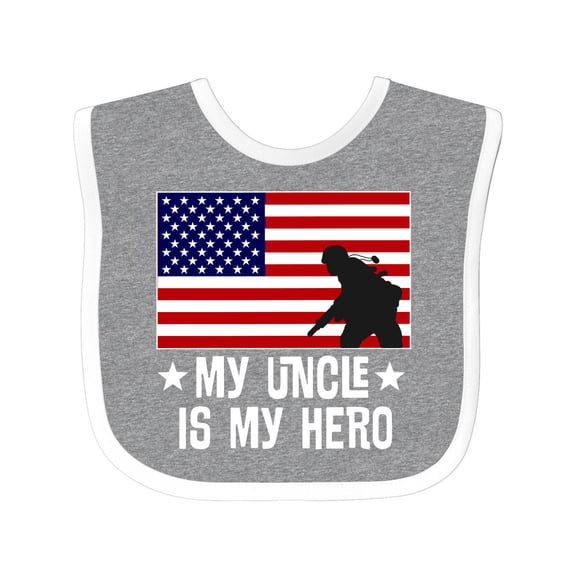 Inktastic Military Uncle is My Hero Us Flag Boys or Girls Baby Bib