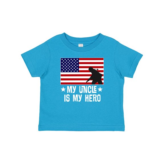 Inktastic Military Uncle is My Hero Us Flag Boys or Girls Baby T-Shirt