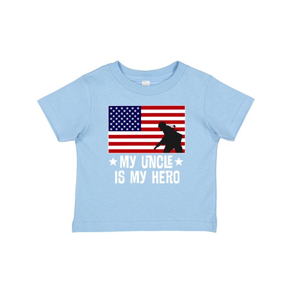Inktastic Military Uncle is My Hero Us Flag Boys or Girls Baby T-Shirt