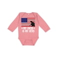 thumbnail image 1 of Inktastic Military Uncle is My Hero Us Flag Boys or Girls Long Sleeve Baby Bodysuit, 1 of 5