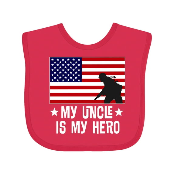 Inktastic Military Uncle is My Hero Us Flag Boys or Girls Baby Bib