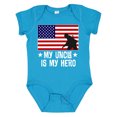 thumbnail image 1 of Inktastic Military Uncle is My Hero Us Flag Boys or Girls Baby Bodysuit, 1 of 5