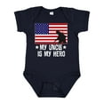thumbnail image 1 of Inktastic Military Uncle is My Hero Us Flag Boys or Girls Baby Bodysuit, 1 of 5