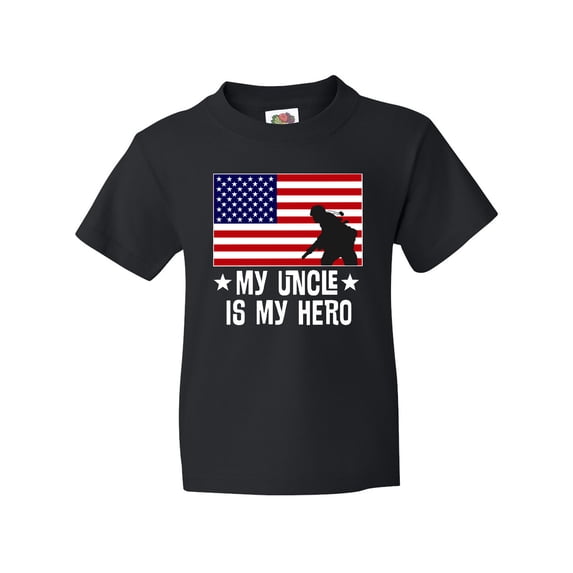 Inktastic Military Uncle is my Hero US Flag Youth T-Shirt