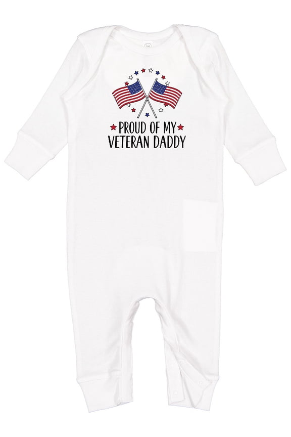 Military Veteran Daddy Proud Son Daughter Baby Romper Coveralls