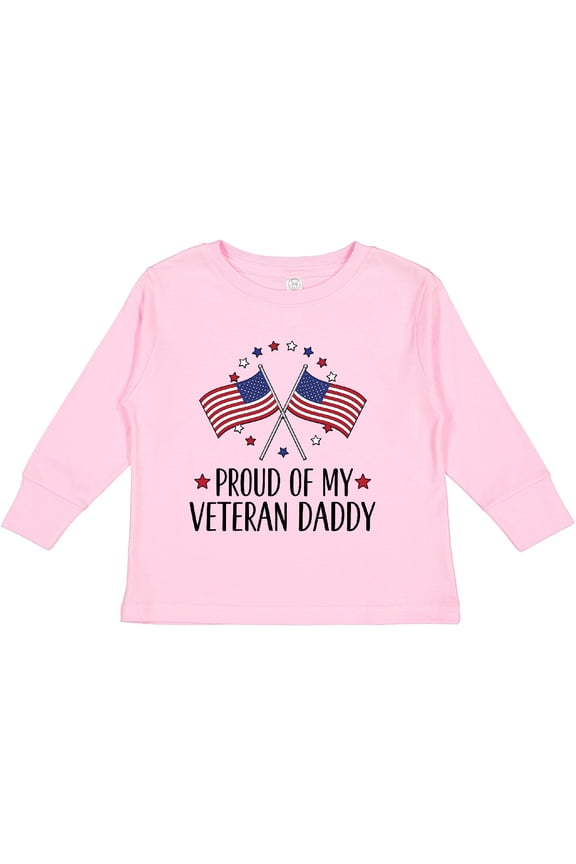 Military Veteran Daddy Proud Son Daughter Boys or Girls Long Sleeve Toddler T-Shirt