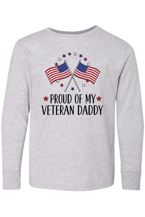 Military Veteran Daddy Proud Son Daughter Long Sleeve Youth T-Shirt