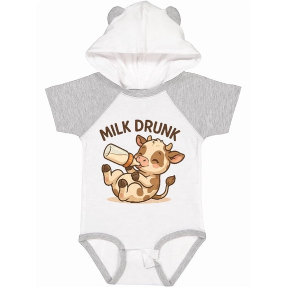 Inktastic Milk Drunk Cute Baby Cow Boys or Girls Baby Bodysuit