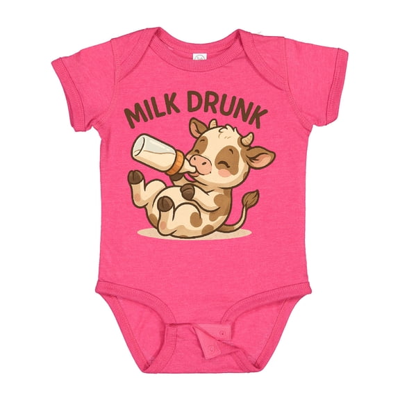 Inktastic Milk Drunk Cute Baby Cow Boys or Girls Baby Bodysuit