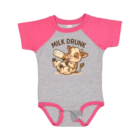 Inktastic Milk Drunk Cute Baby Cow Boys or Girls Baby Bodysuit