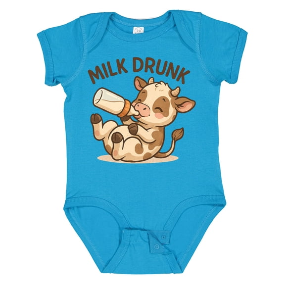 Inktastic Milk Drunk Cute Baby Cow Boys or Girls Baby Bodysuit