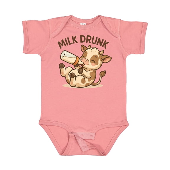 Inktastic Milk Drunk Cute Baby Cow Boys or Girls Baby Bodysuit