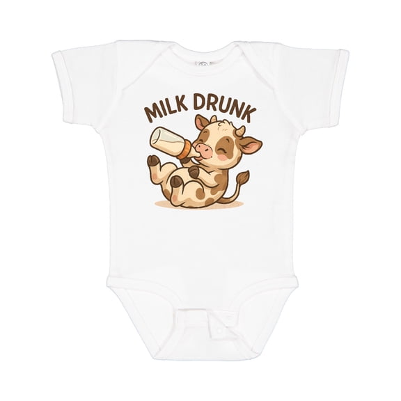 Inktastic Milk Drunk Cute Baby Cow Boys or Girls Baby Bodysuit