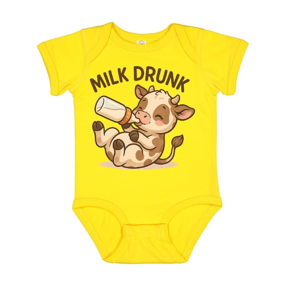 Inktastic Milk Drunk Cute Baby Cow Boys or Girls Baby Bodysuit