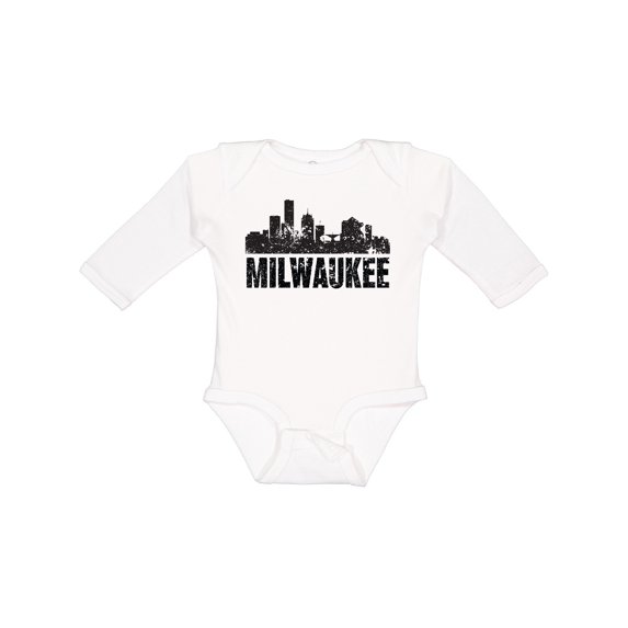 Inktastic Milwaukee Skyline Grunge Boys or Girls Long Sleeve Baby Bodysuit