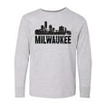 thumbnail image 1 of Inktastic Milwaukee Skyline Grunge Long Sleeve Youth T-Shirt, 1 of 5