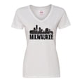 thumbnail image 1 of Inktastic Milwaukee Skyline Grunge Women's V-Neck T-Shirt, 1 of 5