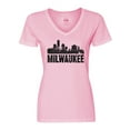 thumbnail image 1 of Inktastic Milwaukee Skyline Grunge Women's V-Neck T-Shirt, 1 of 5