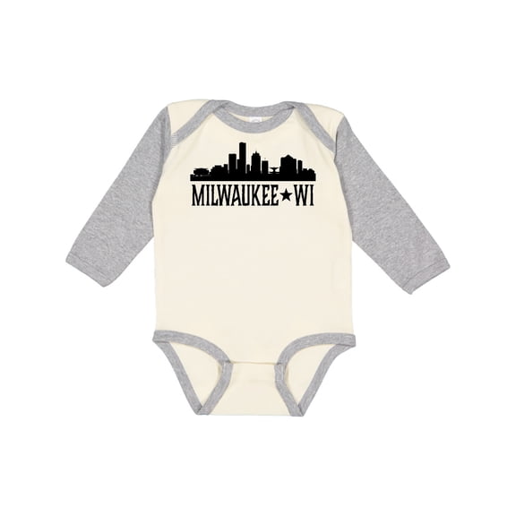 Inktastic Milwaukee Wisconsin City Skyline Boys or Girls Long Sleeve Baby Bodysuit