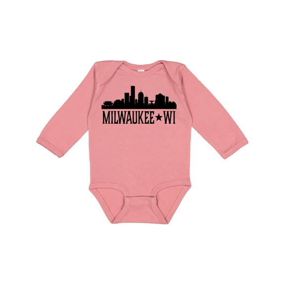 Inktastic Milwaukee Wisconsin City Skyline Boys or Girls Long Sleeve Baby Bodysuit