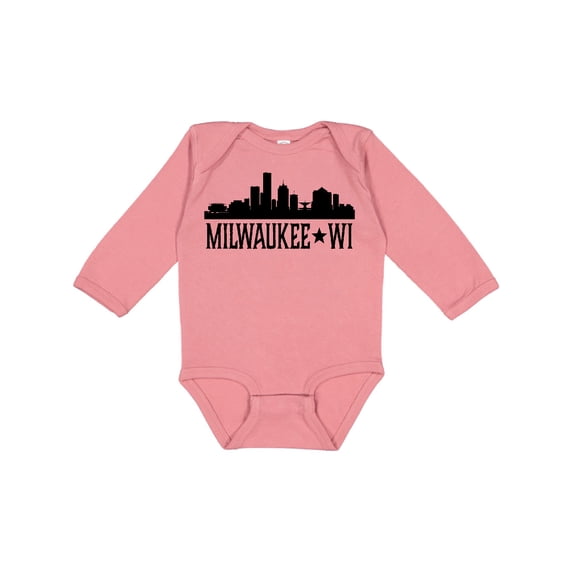 Inktastic Milwaukee Wisconsin City Skyline Boys or Girls Long Sleeve Baby Bodysuit