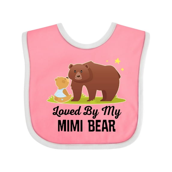 Inktastic Mimi Bear Loves Me Grandbaby Boys or Girls Baby Bib