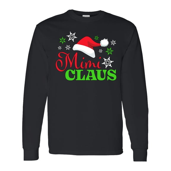 Inktastic Mimi Claus with Christmas Santa Hat and Snowflakes Long Sleeve T-Shirt