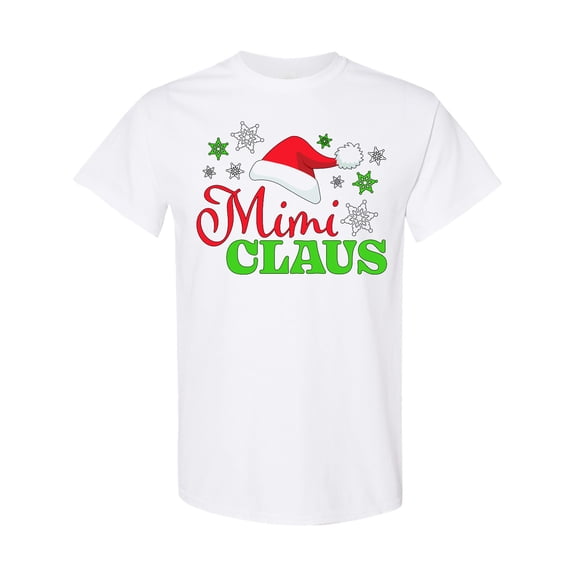 Inktastic Mimi Claus with Christmas Santa Hat and Snowflakes T-Shirt