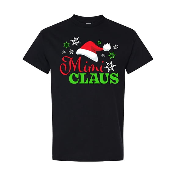 Inktastic Mimi Claus with Christmas Santa Hat and Snowflakes T-Shirt