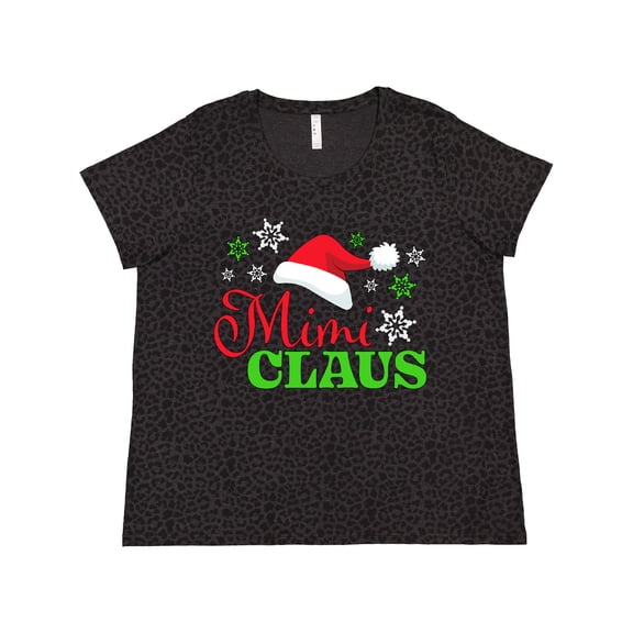 Inktastic Mimi Claus with Christmas Santa Hat and Snowflakes Women's Plus Size T-Shirt
