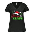 thumbnail image 1 of Inktastic Mimi Claus with Christmas Santa Hat and Snowflakes Women's Plus Size V-Neck T-Shirt, 1 of 5