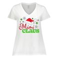 thumbnail image 1 of Inktastic Mimi Claus with Christmas Santa Hat and Snowflakes Women's Plus Size V-Neck T-Shirt, 1 of 5