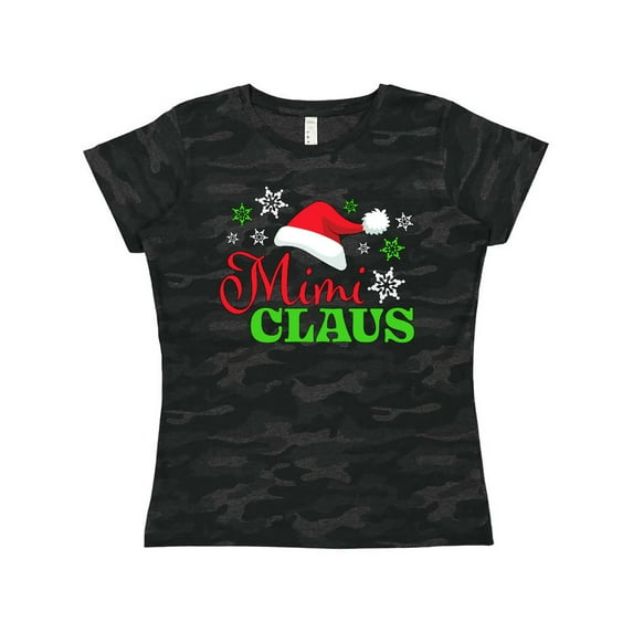 Inktastic Mimi Claus with Christmas Santa Hat and Snowflakes Women's T-Shirt