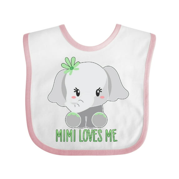 Inktastic Mimi Loves Me Cute Elephant Boys or Girls Baby Bib