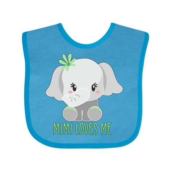 Inktastic Mimi Loves Me Cute Elephant Boys or Girls Baby Bib