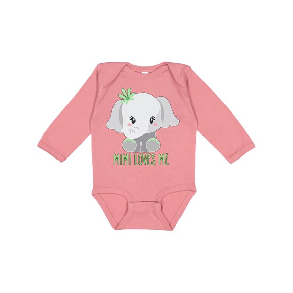 Inktastic Mimi Loves Me- Cute Elephant Boys or Girls Long Sleeve Baby Bodysuit