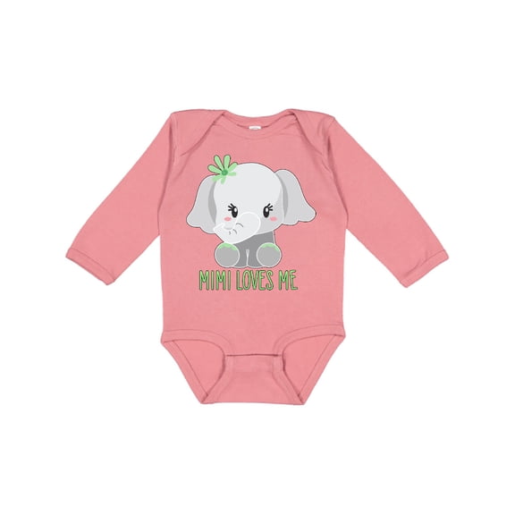 Inktastic Mimi Loves Me- Cute Elephant Boys or Girls Long Sleeve Baby Bodysuit