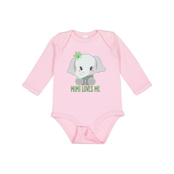 Inktastic Mimi Loves Me- Cute Elephant Boys or Girls Long Sleeve Baby Bodysuit