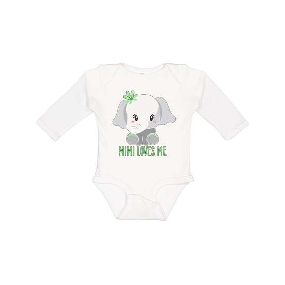 Inktastic Mimi Loves Me- Cute Elephant Boys or Girls Long Sleeve Baby Bodysuit