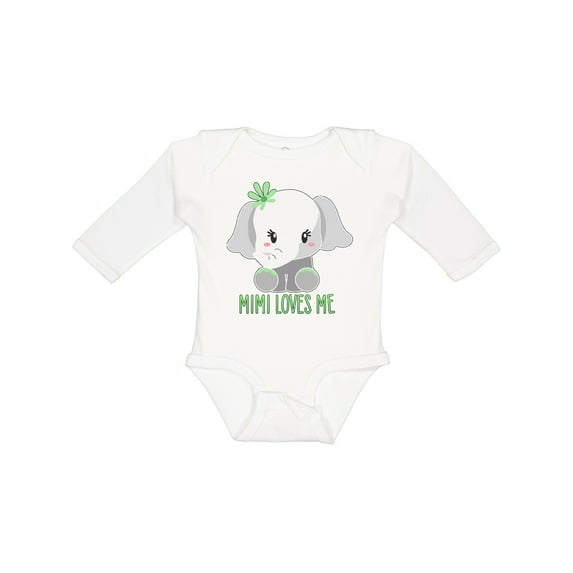 Inktastic Mimi Loves Me- Cute Elephant Boys or Girls Long Sleeve Baby Bodysuit